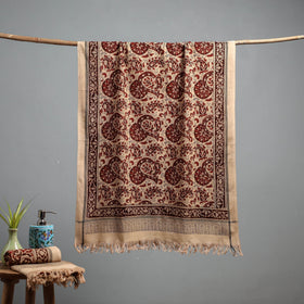 Natural dyed pedana kalamkari printed handloom cotton towel