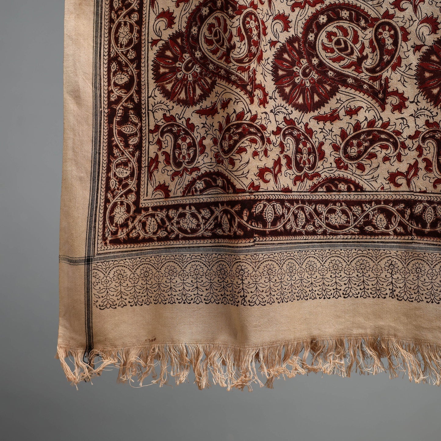 Natural dyed pedana kalamkari printed handloom cotton towel