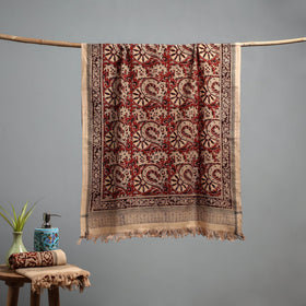 Natural dyed pedana kalamkari printed handloom cotton towel