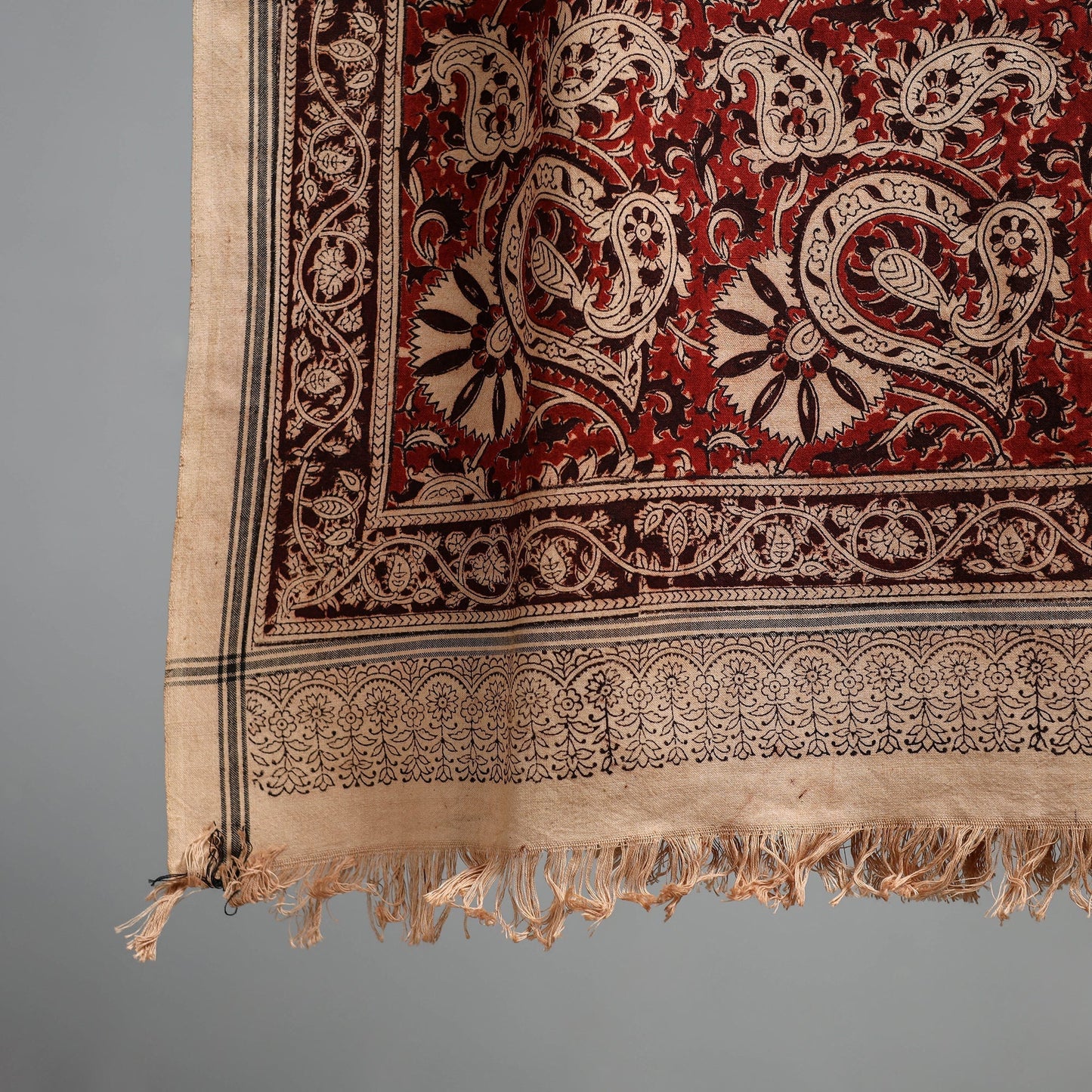 Natural dyed pedana kalamkari printed handloom cotton towel