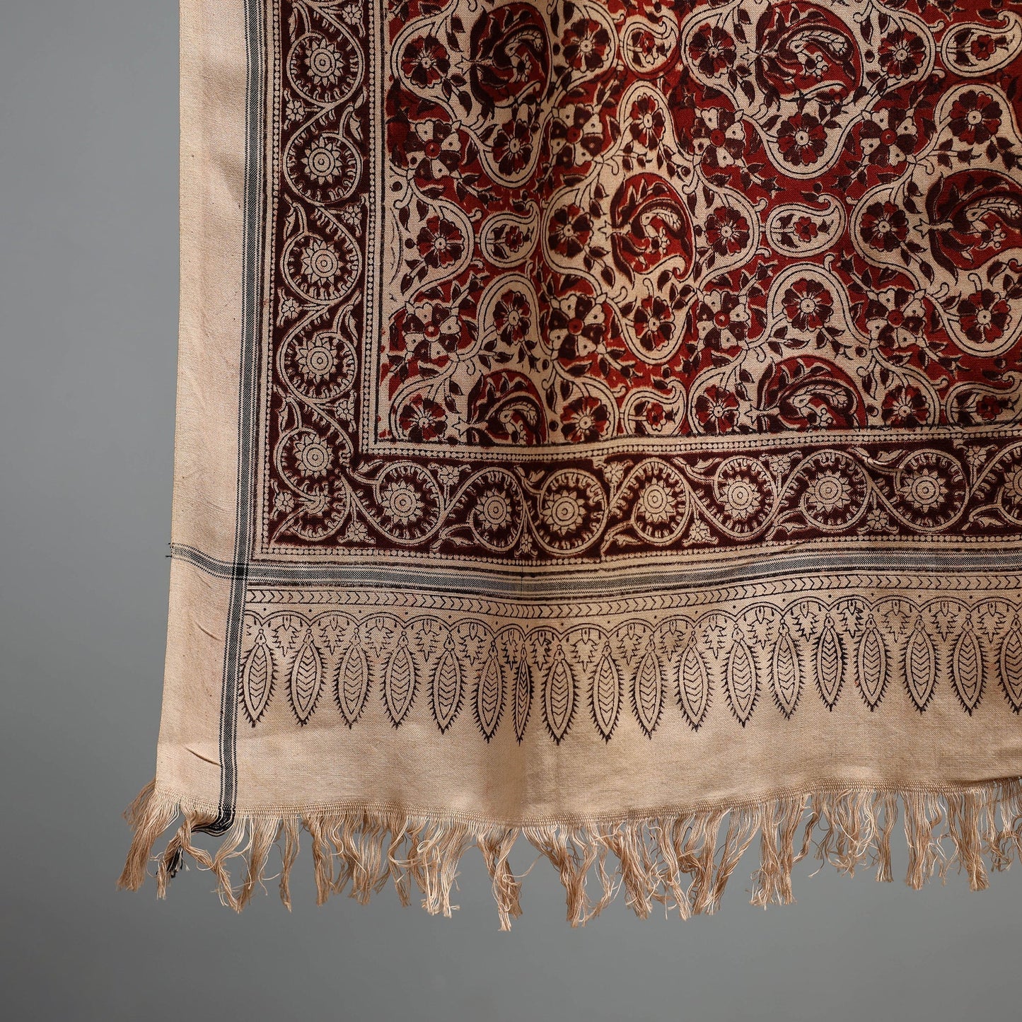 Natural dyed pedana kalamkari printed handloom cotton towel