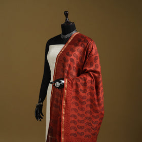 Red - natural dyed printed chanderi silk bagh dupatta 30