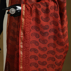 Red - natural dyed printed chanderi silk bagh dupatta 30