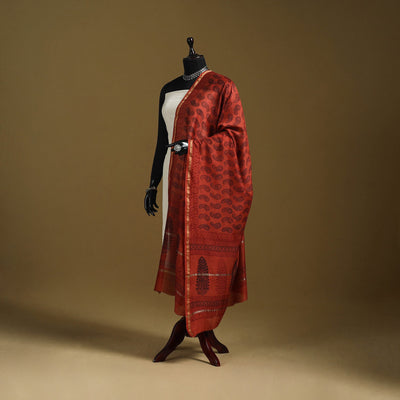 Red - natural dyed printed chanderi silk bagh dupatta 30