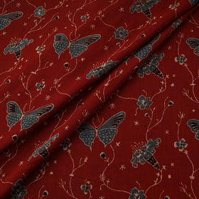 Natural dyed pure mul cotton hand block ajrakh print fabric