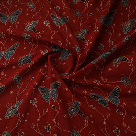 Natural dyed pure mul cotton hand block ajrakh print fabric