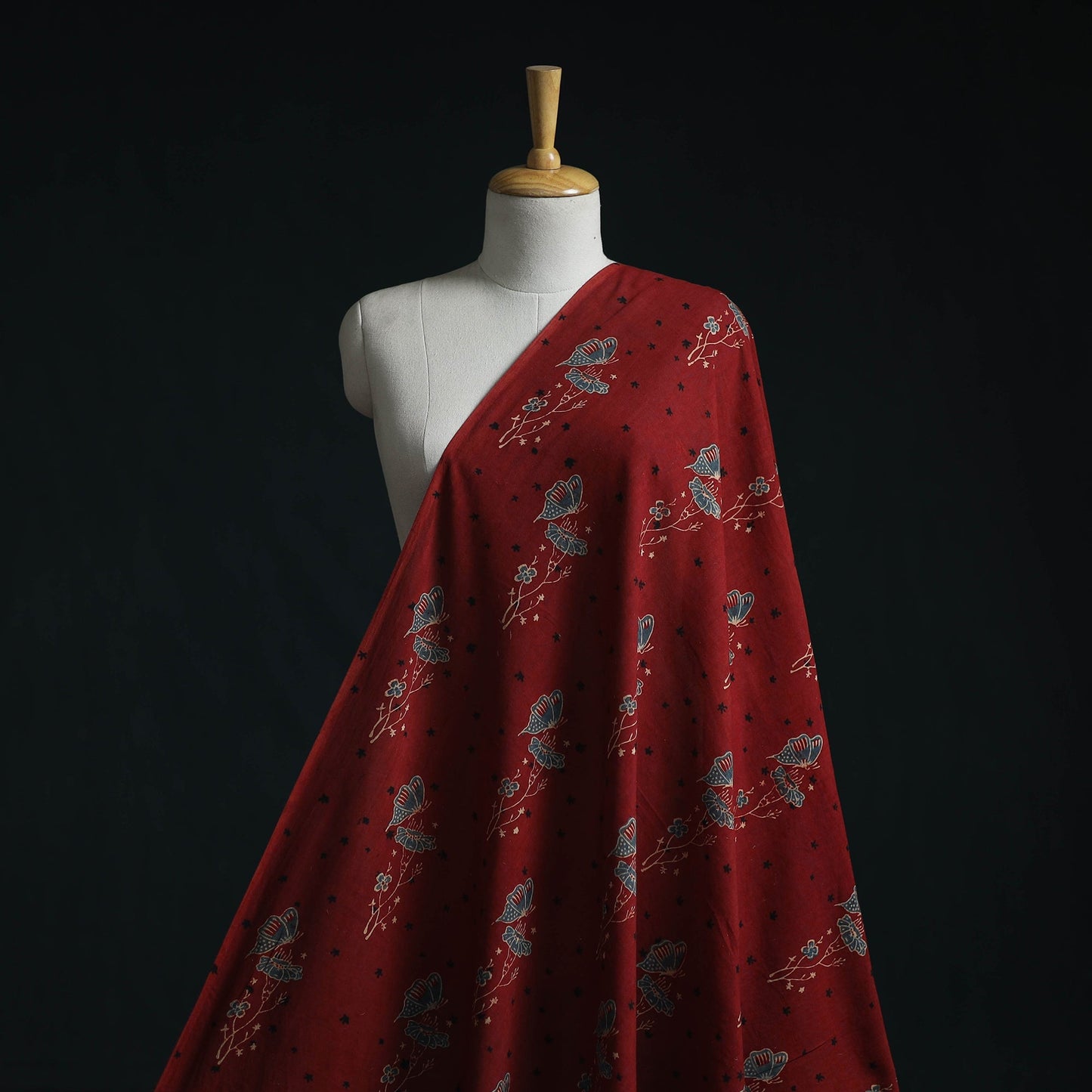 Red - natural dyed pure mul cotton hand block ajrakh print