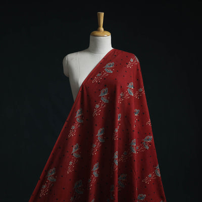 Red - natural dyed pure mul cotton hand block ajrakh print
