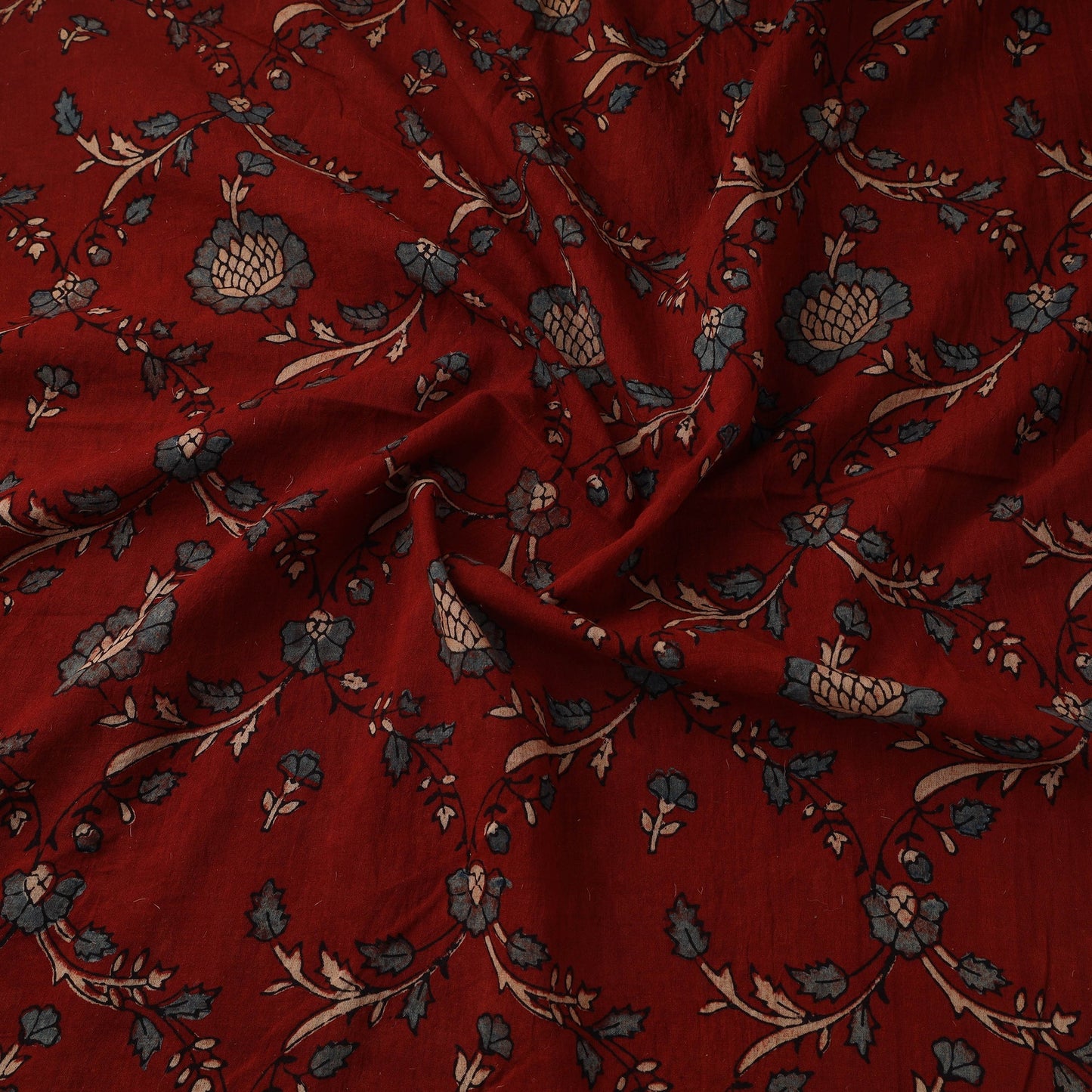 Natural dyed pure mul cotton hand block ajrakh print fabric