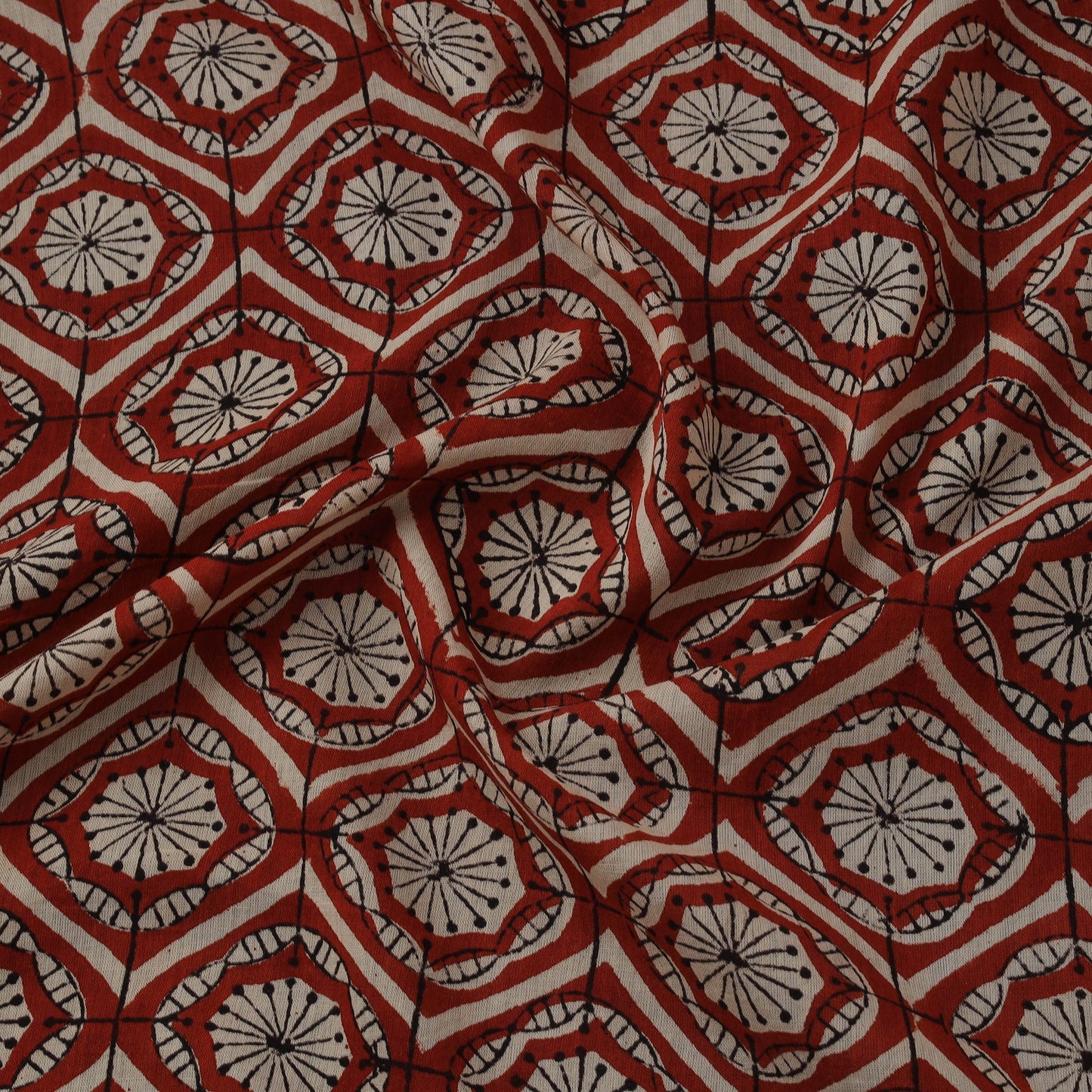 Natural dyed pure mul cotton hand block bagru print fabric