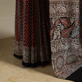 Red - natural dyed silk saree 02 - handcrafted