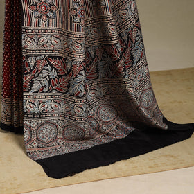 Red - natural dyed silk saree 02 - handcrafted