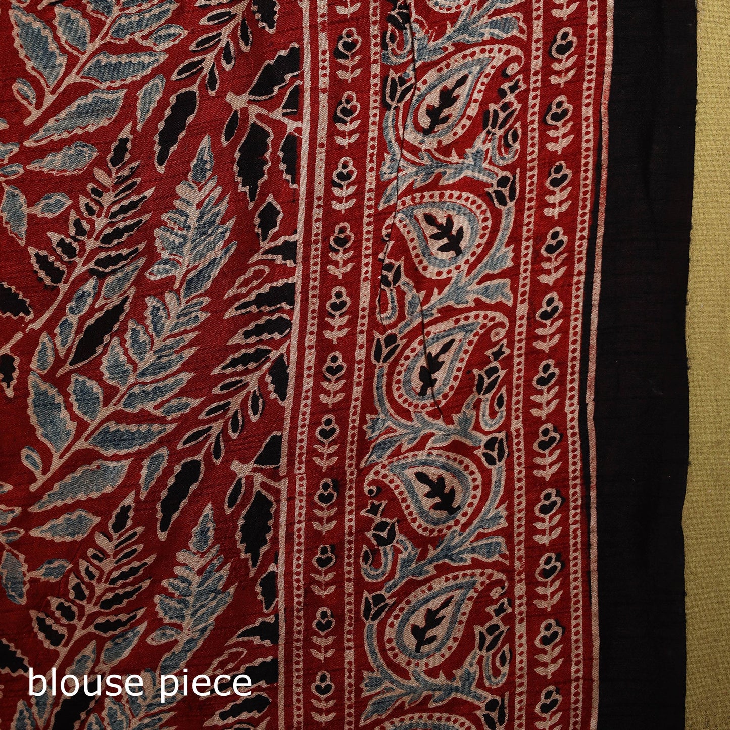 Red - natural dyed silk saree 04 - handcrafted