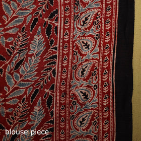 Red - natural dyed silk saree 04 - handcrafted