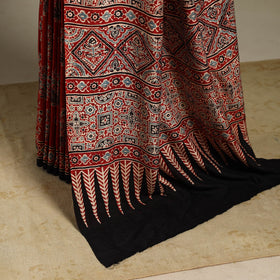 Red - natural dyed silk saree 08 - handcrafted