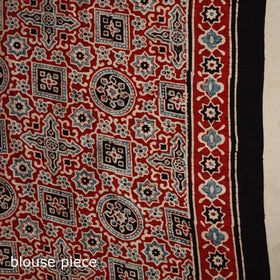 Red - natural dyed silk saree 08 - handcrafted