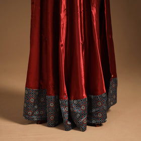 Red Navratri Garba Chaniya Choli Set in Mashru Silk with Ajrakh Patch