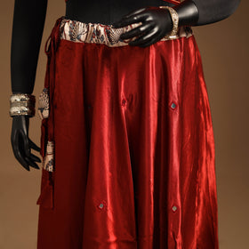 Red Navratri Garba Chaniya Choli Set in Mashru Silk with Ajrakh Patch