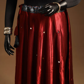 Red Navratri Garba Chaniya Choli Set in Mashru Silk with Ajrakh Patch