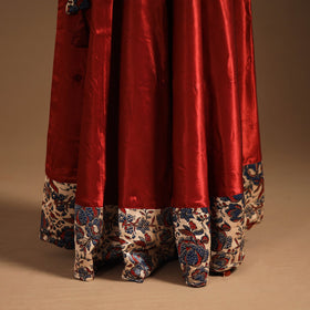 Red Navratri Garba Chaniya Choli Set in Mashru Silk with Ajrakh Patch