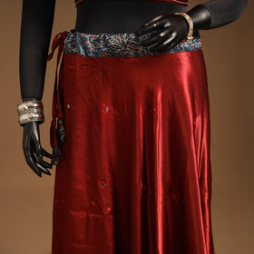 Red Navratri Garba Chaniya Choli Set in Mashru Silk with Ajrakh Patch