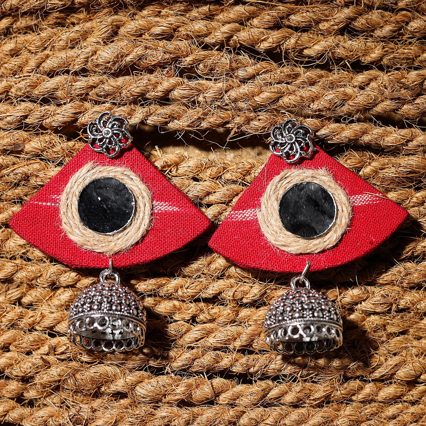 Red - navratri special! Afreen handcrafted gs fabart jhumki