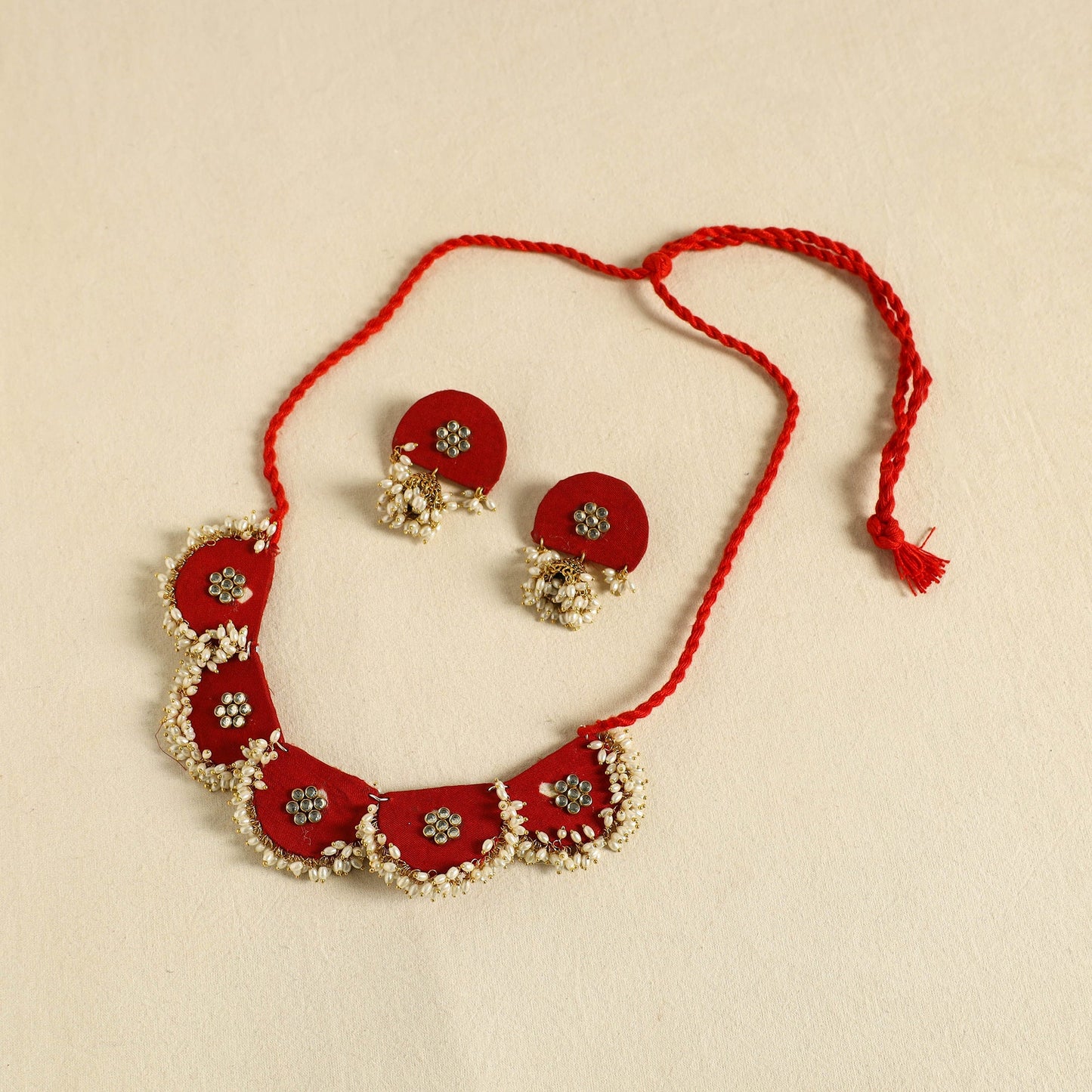 Buy Fabart Pearl & Stone Work Necklace Set