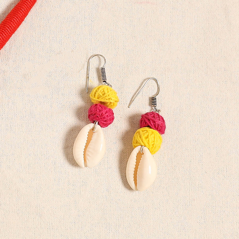 Red - navratri special! German silver shell & thread beads