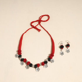 Red - navratri special! German silver thread beads necklace