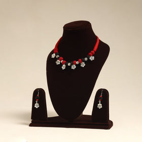 Red - navratri special! German silver thread beads necklace