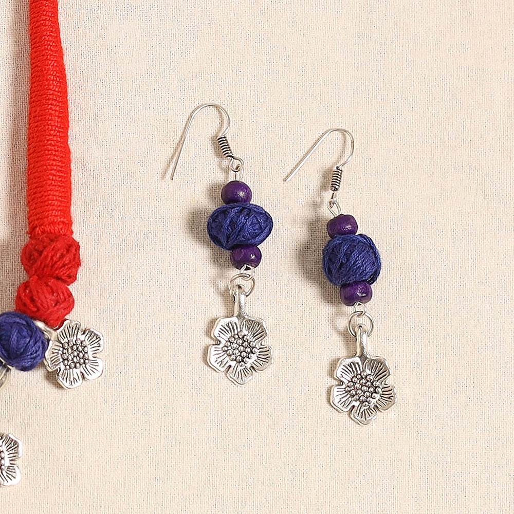 Red - navratri special! German silver thread beads necklace