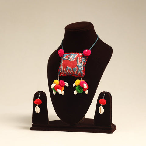 Navratri Special! Red Shell Work Fabart Necklace Set