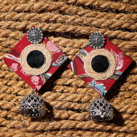 Red - nayra handcrafted gs fabart jhumki earrings