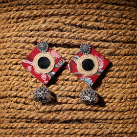 Red - nayra handcrafted gs fabart jhumki earrings