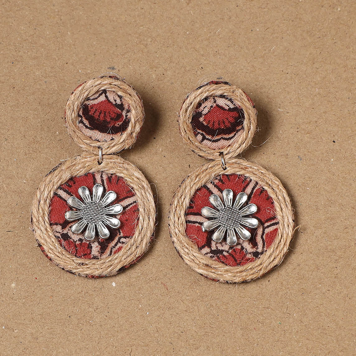 Noseen jute fabart handmade earrings - handcrafted