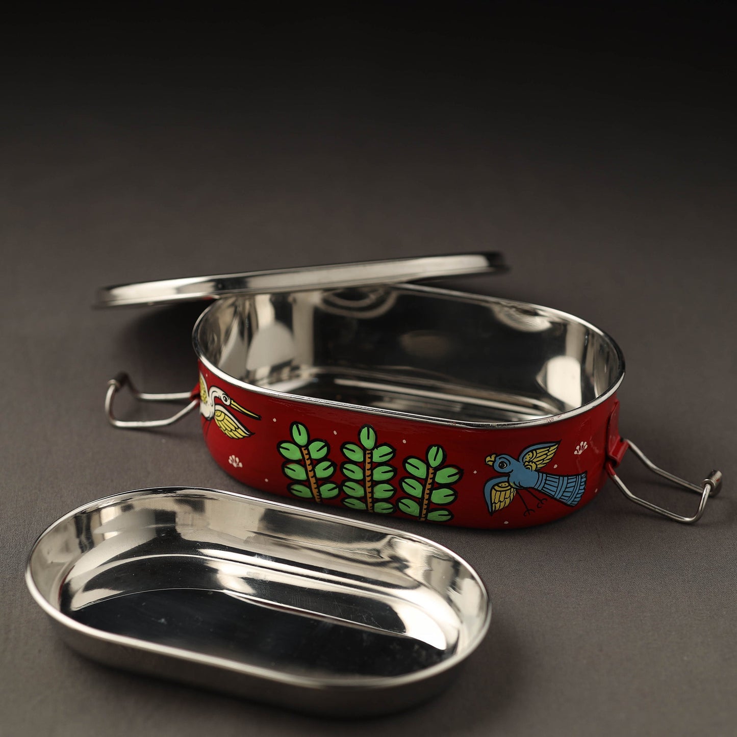  Odisha Pattachitra Handpainted Stainless Steel Capsule Lunch Box (4 x 2 in) Online at iTokri.com