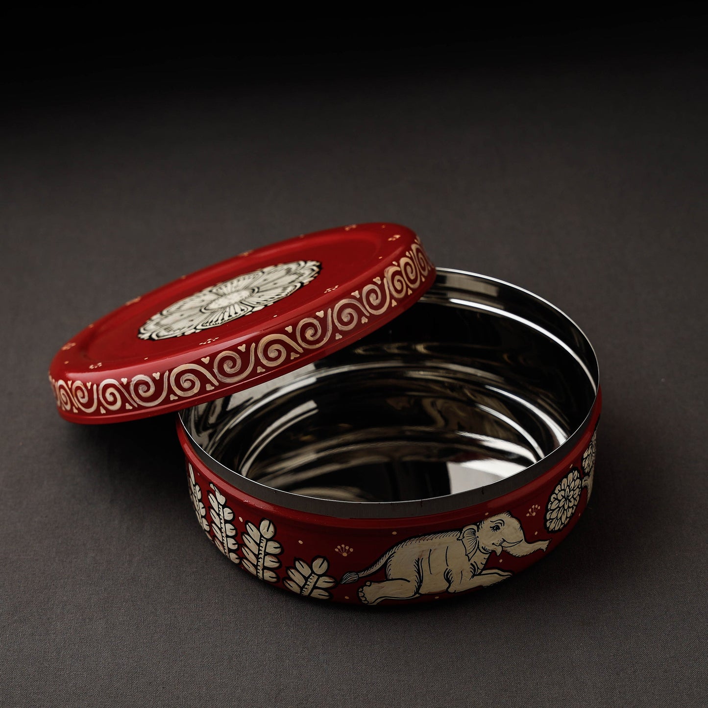  Odisha Pattachitra Handpainted Stainless Steel Casserole 