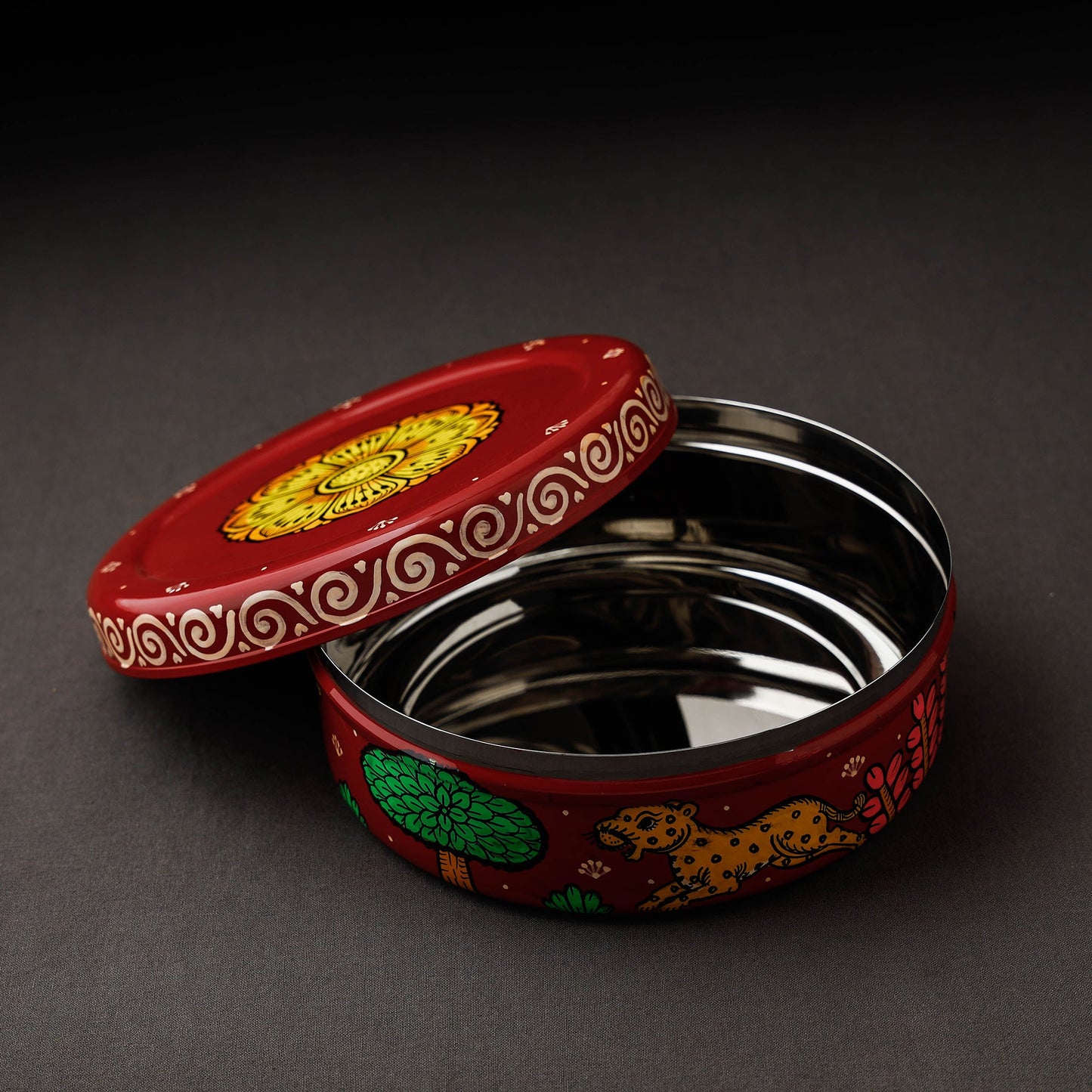  Odisha Pattachitra Handpainted Stainless Steel Casserole 