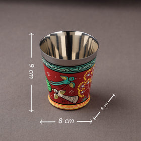 Odisha Pattachitra Red Handpainted Stainless Steel Glass