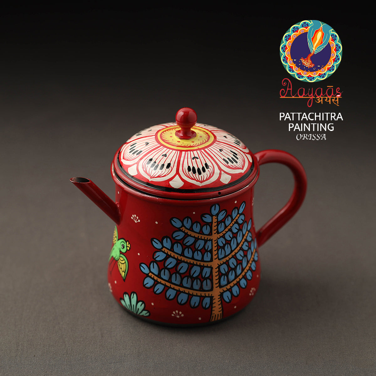 Odisha Pattachitra Handpainted Stainless Steel Tea Pot (500ml) 