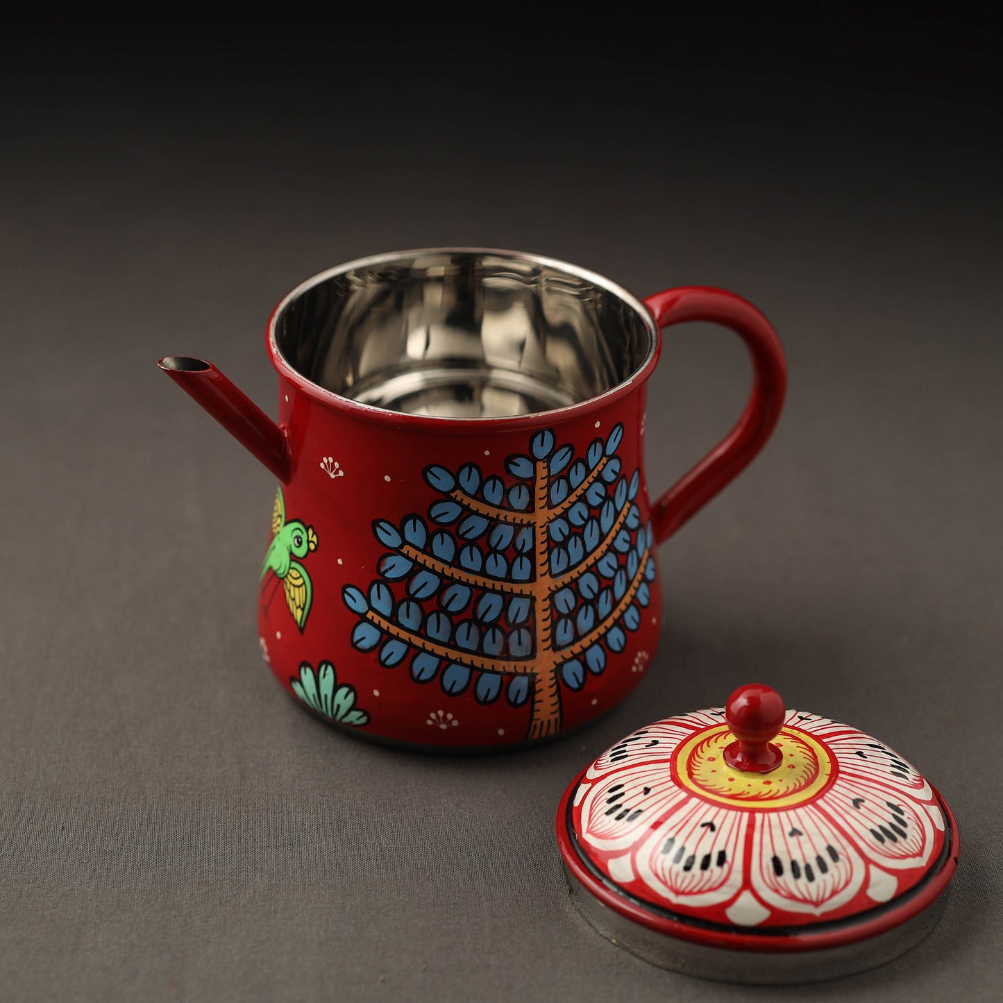  Odisha Pattachitra Handpainted Stainless Steel Tea Pot (500ml) 