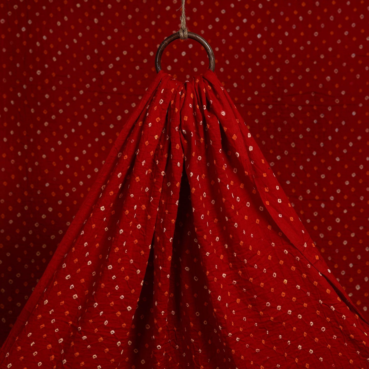 Red - orange - kutch tie-dye mul cotton bandhani fabric 23