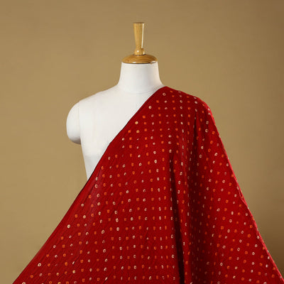 Red - orange - kutch tie-dye mul cotton bandhani fabric 23