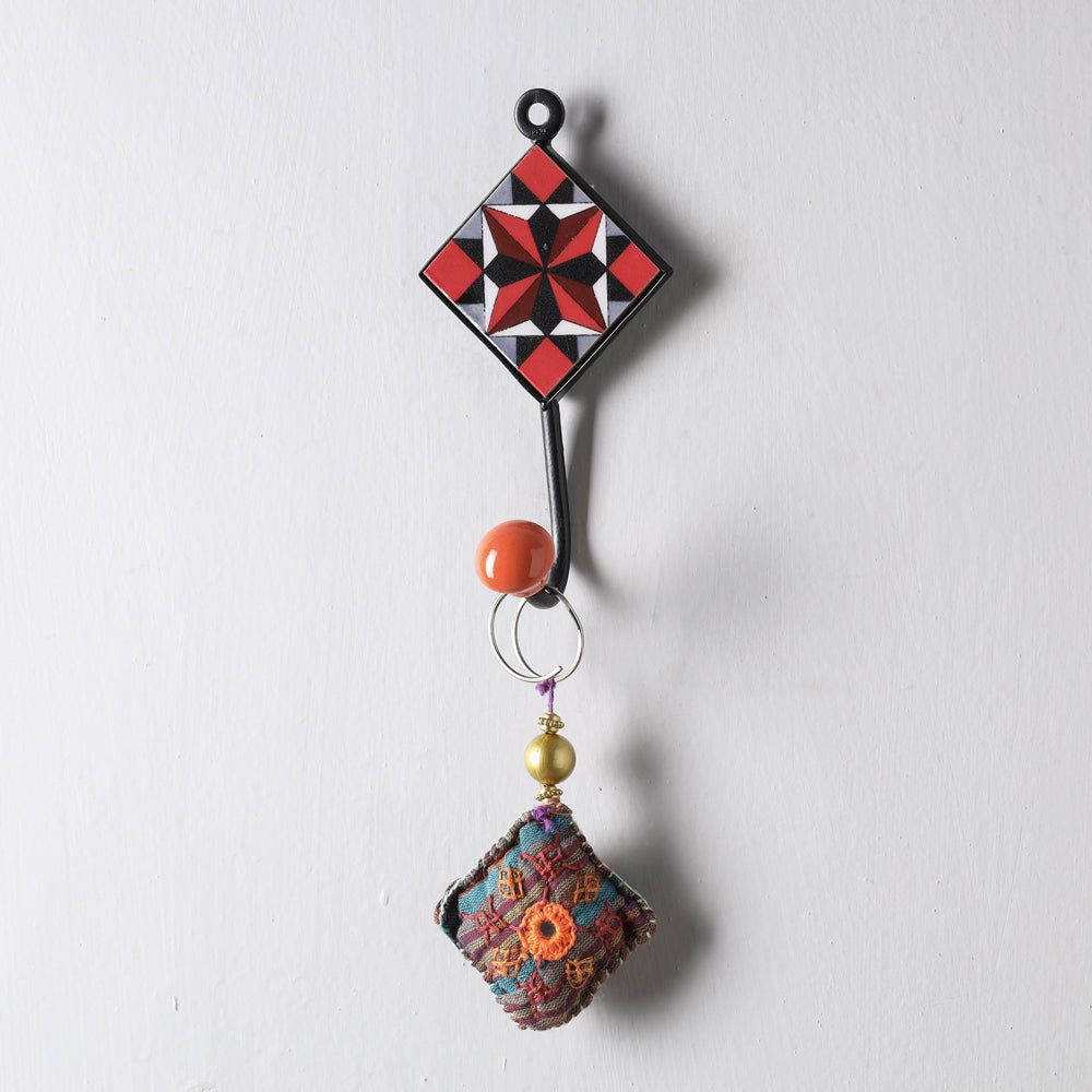  Original Blue Pottery Ceramic Tile Wall Hook Hanger (1 Peg) 