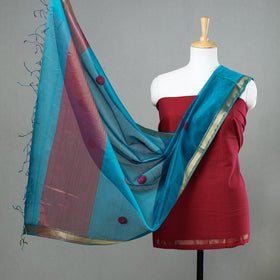 Buy Original Maheshwari Silk Pure Handloom 2pc Suit Material Set Online at iTokri.com