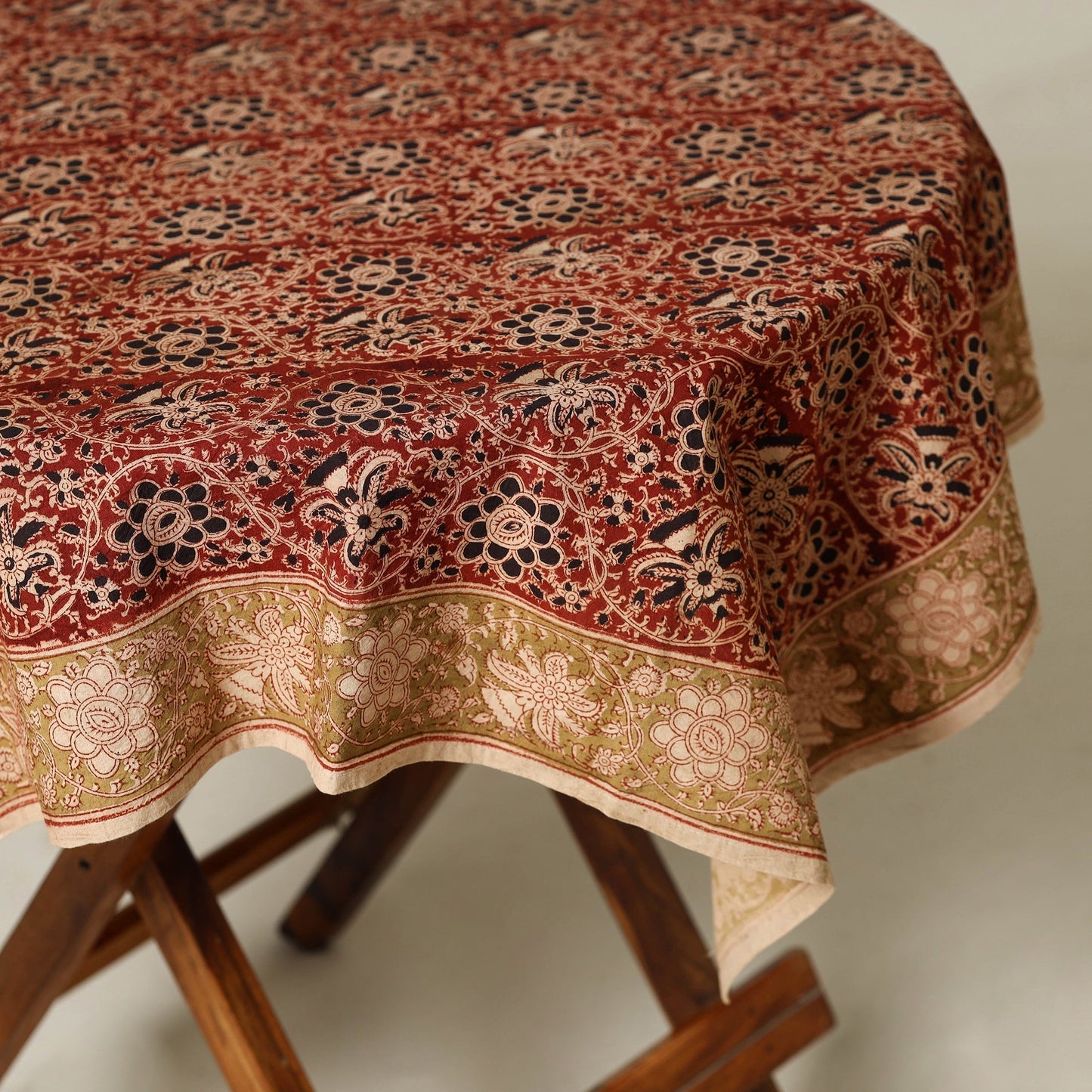 Red - original pedana kalamkari natural dyed cotton table