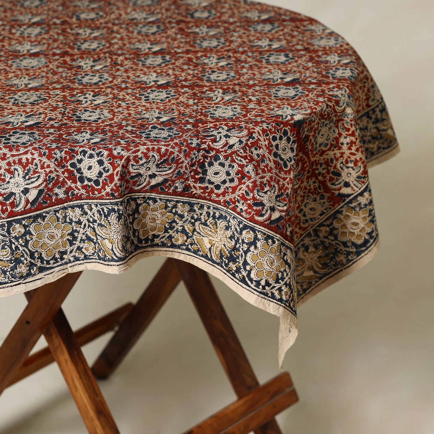 Red - original pedana kalamkari natural dyed cotton table