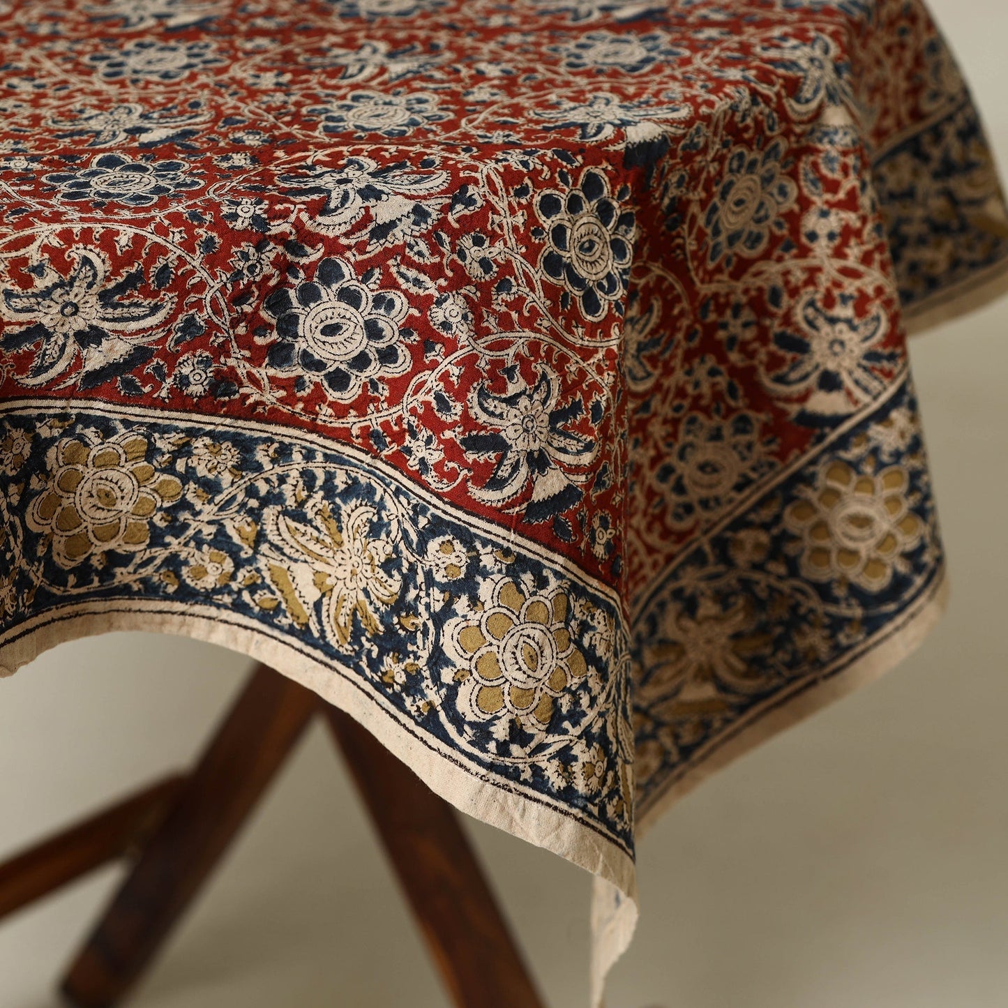 Red - original pedana kalamkari natural dyed cotton table