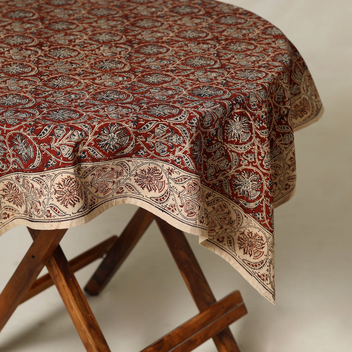 Red - original pedana kalamkari natural dyed cotton table