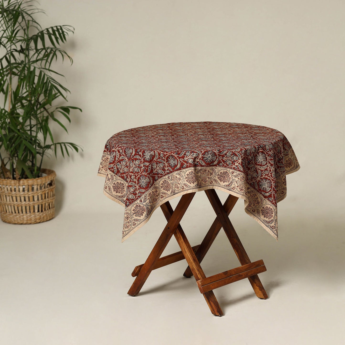 Red - original pedana kalamkari natural dyed cotton table